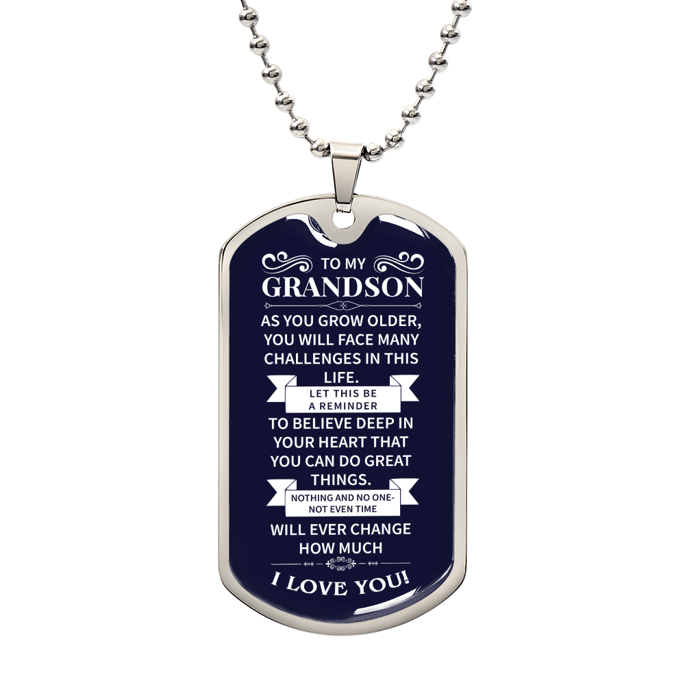 To my grandson Luxury Graphic Dog Tag Necklace - Beauty Belliss
